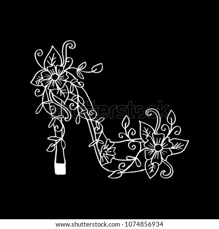 High heel decorated with flowers 