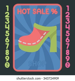 High heel flat design colorful icon. Vector hot sale label.