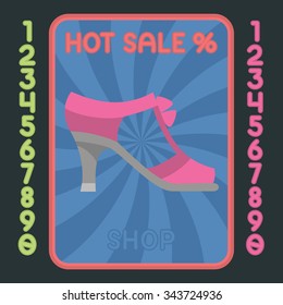 High heel flat design colorful icon. Vector hot sale label.