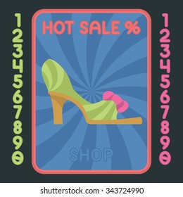 High heel flat design colorful icon. Vector hot sale label.