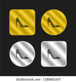 High Heel gold and silver metallic coin logo icon design