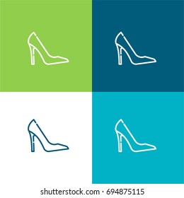 High heel green and blue material color minimal icon or logo design