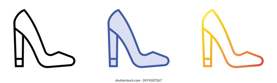 high heel icon. Linear, Blue Fill and Gradient Style Design Isolated On White Background