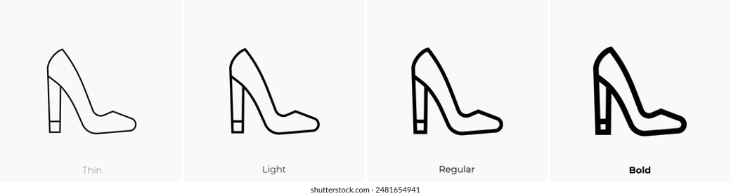 high heel icon. Thin, Light Regular And Bold style design isolated on white background