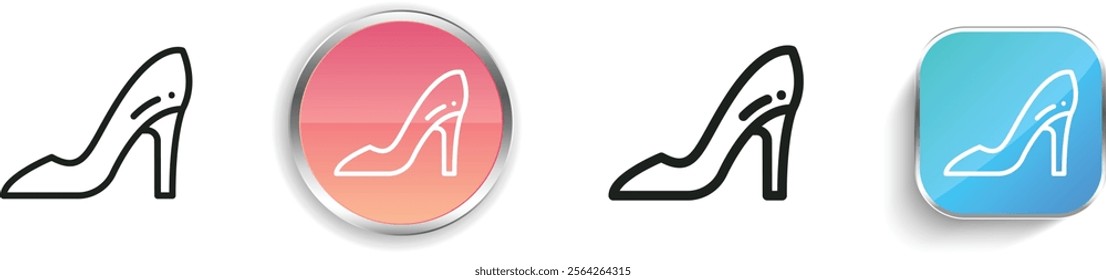 high heel icon. Thin Linear, Regular and Button Style Design Isolated On White Background