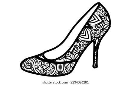 High Heel Mandala Coloring Book pages for Women, Amazing Ladies Shoes, Beautiful Fashion Coloring Book for Adults. A Perfect Gift for Girls. Page for Relaxation Activity Stress Relieving