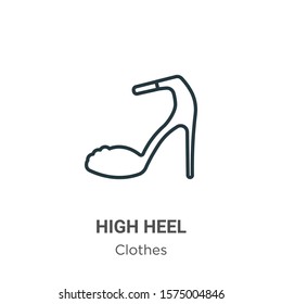 High heel outline vector icon. Thin line black high heel icon, flat vector simple element illustration from editable clothes concept isolated on white background