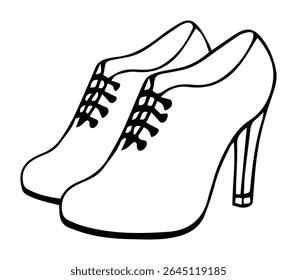 High heel oxford shoes line drawing