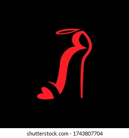 High Heel Peep Zehenschuh Symbol auf schwarzen Hintergrund. Entwurfselement