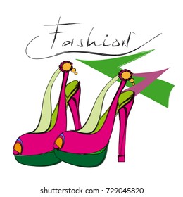 High heel pink shoes
