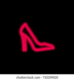 High heel red glowing neon ui ux icon. Glowing sign logo vector