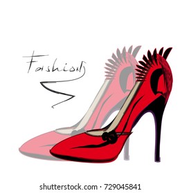 High heel red shoes
