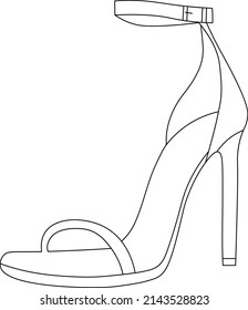 High heel sandal drawing, high heel line art