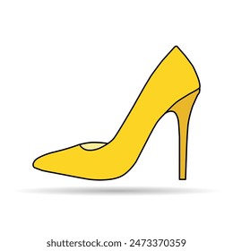Icono de sombra de tacón alto, signo de estilo de zapato, símbolo de mujer elegante Ilustración vectorial .