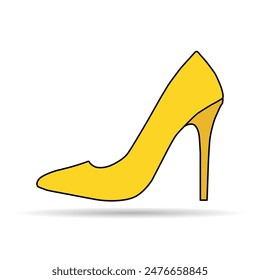 Icono de sombra de tacón alto, signo de estilo de zapato, símbolo de mujer elegante Ilustración vectorial .