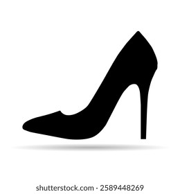 High heel shadow icon, shoe fashion style sign, elegant woman symbol vector illustration .