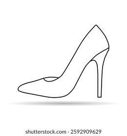 High heel shadow icon, shoe fashion style sign, elegant woman symbol vector illustration .