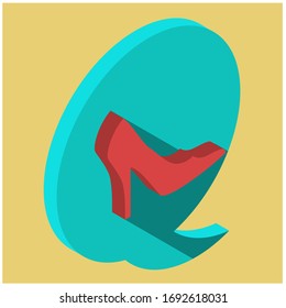 high heel shoe 3D vector, red high heel shoes sign vectors.