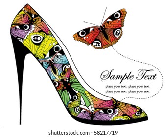 High heel shoe with butterfly