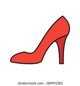 High heel shoe color icon. Woman's shoe. Isolated vector illustration
