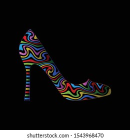 high heel shoe colorful silhouette