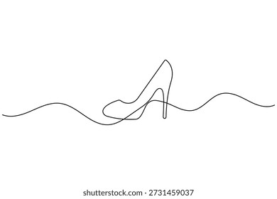 Sapato de salto alto contínuo uma linha de desenho de arte para moda elegante e design de marca de calçado
