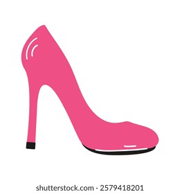 High heel shoe design in bright pink color suitable for fashion illustrations or advertisements