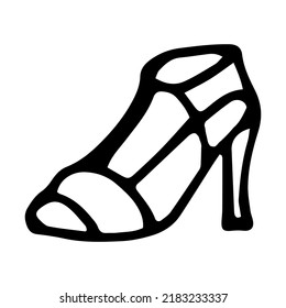 Ilustración vectorial de estilo de doodle de tacones altos aislada en fondo blanco