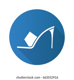 High heel shoe flat design long shadow glyph icon. Vector silhouette illustration