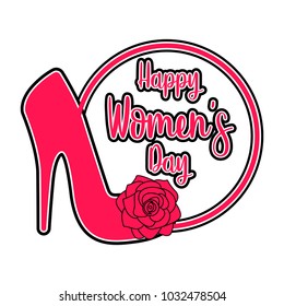 High heel shoe with flowers. Happy women day