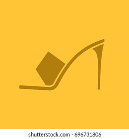 High heel shoe glyph color icon. Silhouette symbol. Negative space. Vector isolated illustration