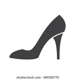 High heel shoe glyph icon. Silhouette symbol. Woman's shoe. Negative space. Vector isolated illustration