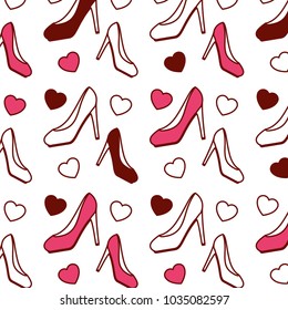 High Heel Shoe Hearts Pattern Background Stock Vector (Royalty Free