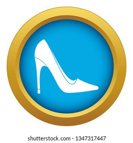 High heel shoe icon blue vector isolated on white background for any design