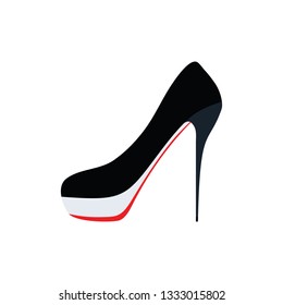High heel shoe icon. Flat color design. Vector illustration.