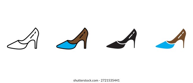 Ícone de sapato de salto alto definir vetor no fundo branco. moda, estilo, sapatos femininos, símbolo de calçado. ilustração vetorial.