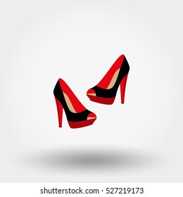 High heel shoe. Icon for web and mobile application. Vector illustration on a white background. Flat design style.