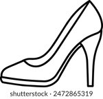 High Heel Shoe Line Icon editable