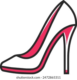 High Heel Shoe Line Icon editable