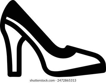 High Heel Shoe Line Icon editable