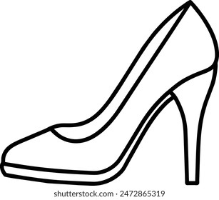 High Heel Shoe Line Icon editable