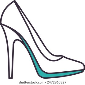 High Heel Shoe Line Icon editable