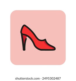 High heel shoe line icon. Stiletto, leather, female shoes. Footwear concept. Can be used for topics like shoe shop, fashion, dinner dress