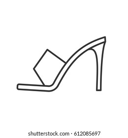 High heel shoe linear icon. Thin line illustration. Contour symbol. Vector isolated outline drawing