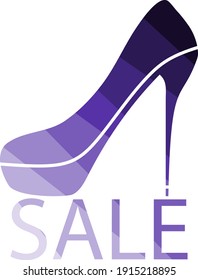 High Heel Shoe On Sale Sign Icon. Flat Color Ladder Design. Vector Illustration.