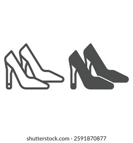 High heel shoe pair line and solid icon, mother day concept. Vector graphics. Classic woman footwear sign on white background, outline style icon for mobile or web design