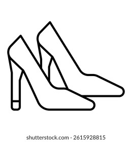 High heel shoe pair thin line icon, mother day concept. Vector graphics. Classic woman shoes, footwear sign on white background, linear style for mobile or design