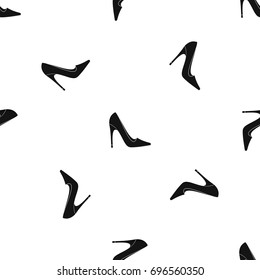 High heel shoe pattern repeat seamless in black color for any design. Vector geometric illustration