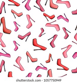 High heel shoe pattern, seamless vector illustration background 