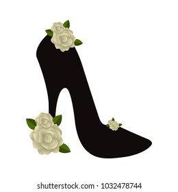 High heel shoe with rose ornaments
